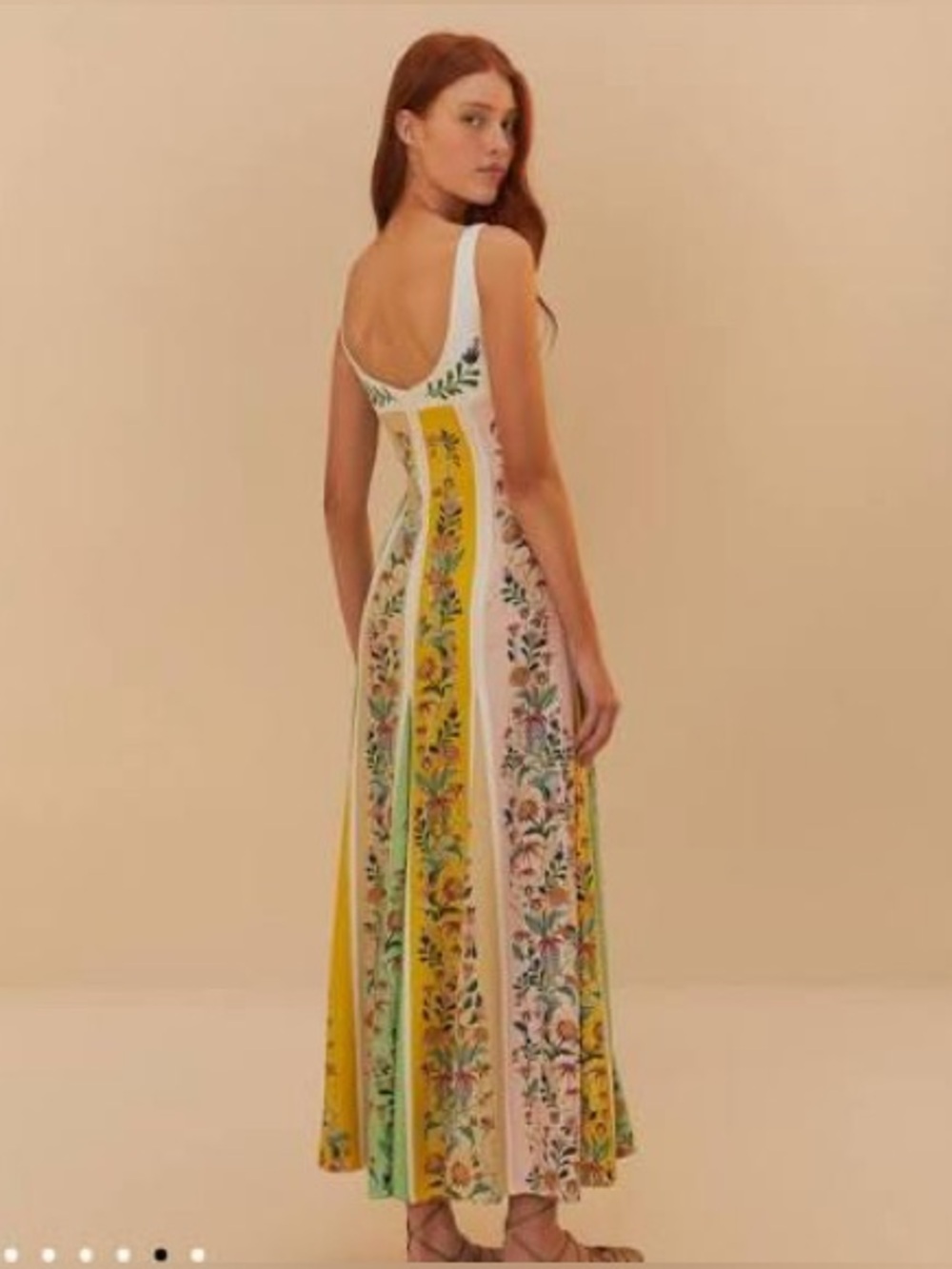 FARM Rio Floral Panel Maxi Dress in Green, Yellow & Cream - Picture 9 of 9
